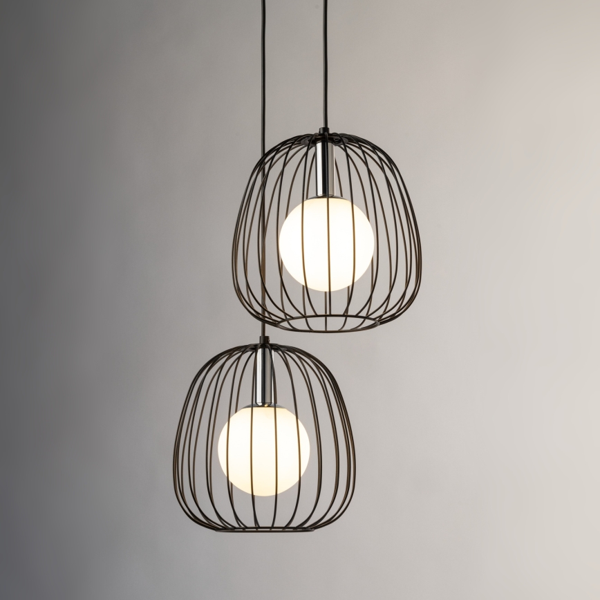 Luster na sajli BELL 2xG9/12W/230V crno/sjajni krom