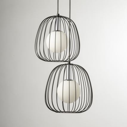 Luster na sajli BELL 2xG9/12W/230V crno/sjajni krom