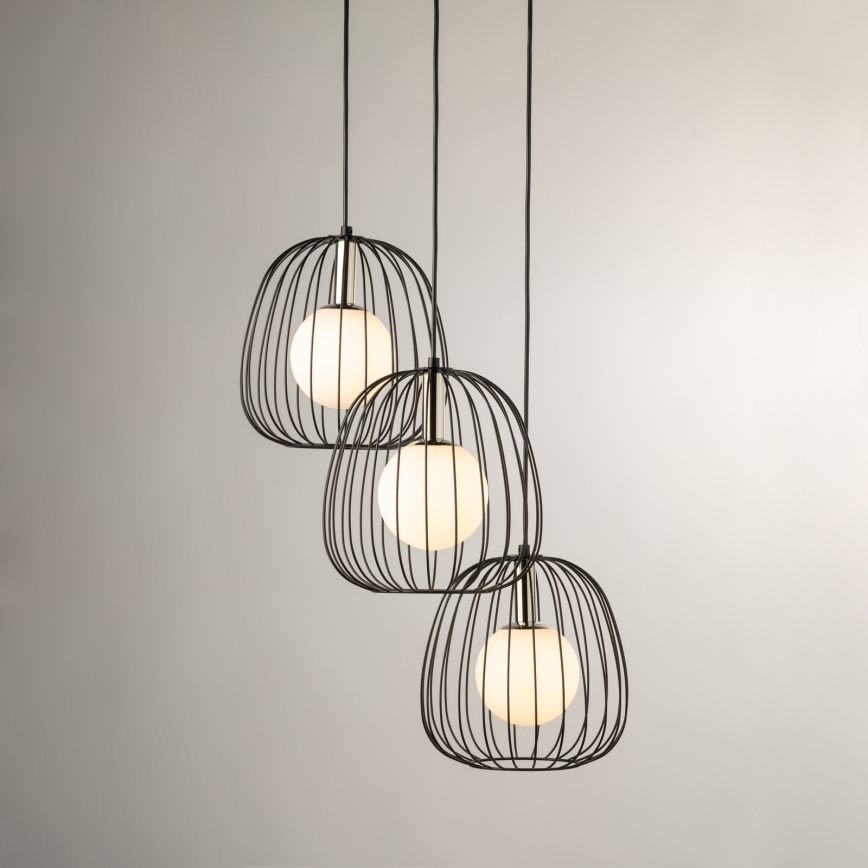 Luster na sajli BELL 3xG9/12W/230V crno/sjajni krom