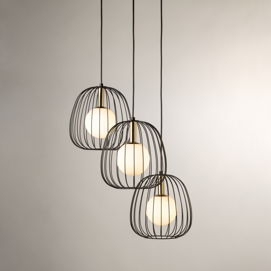 Luster na sajli BELL 3xG9/12W/230V crno/zlatna