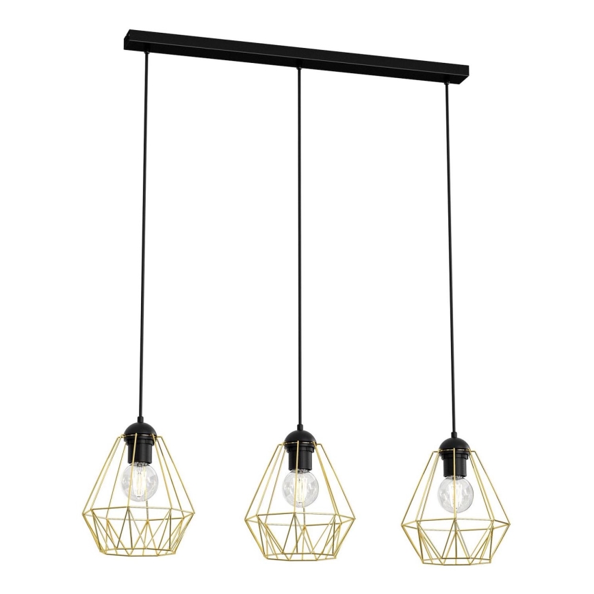 Luster na sajli BERGEN 3xE27/60W/230V crno/zlatna