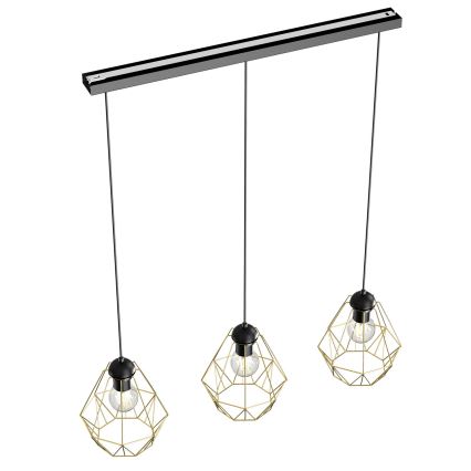 Luster na sajli BERGEN 3xE27/60W/230V crno/zlatna