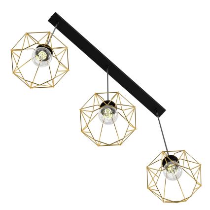 Luster na sajli BERGEN 3xE27/60W/230V crno/zlatna