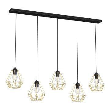 Luster na sajli BERGEN 5xE27/60W/230V crno/zlatna