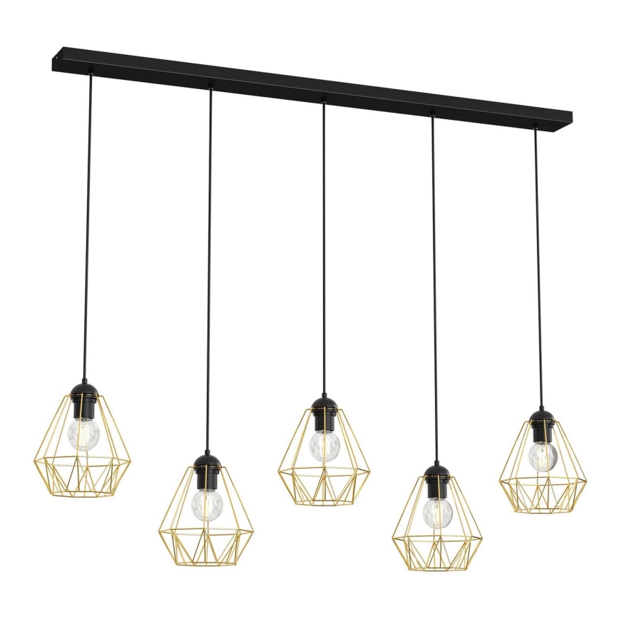 Luster na sajli BERGEN 5xE27/60W/230V crno/zlatna