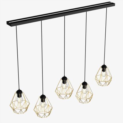 Luster na sajli BERGEN 5xE27/60W/230V crno/zlatna