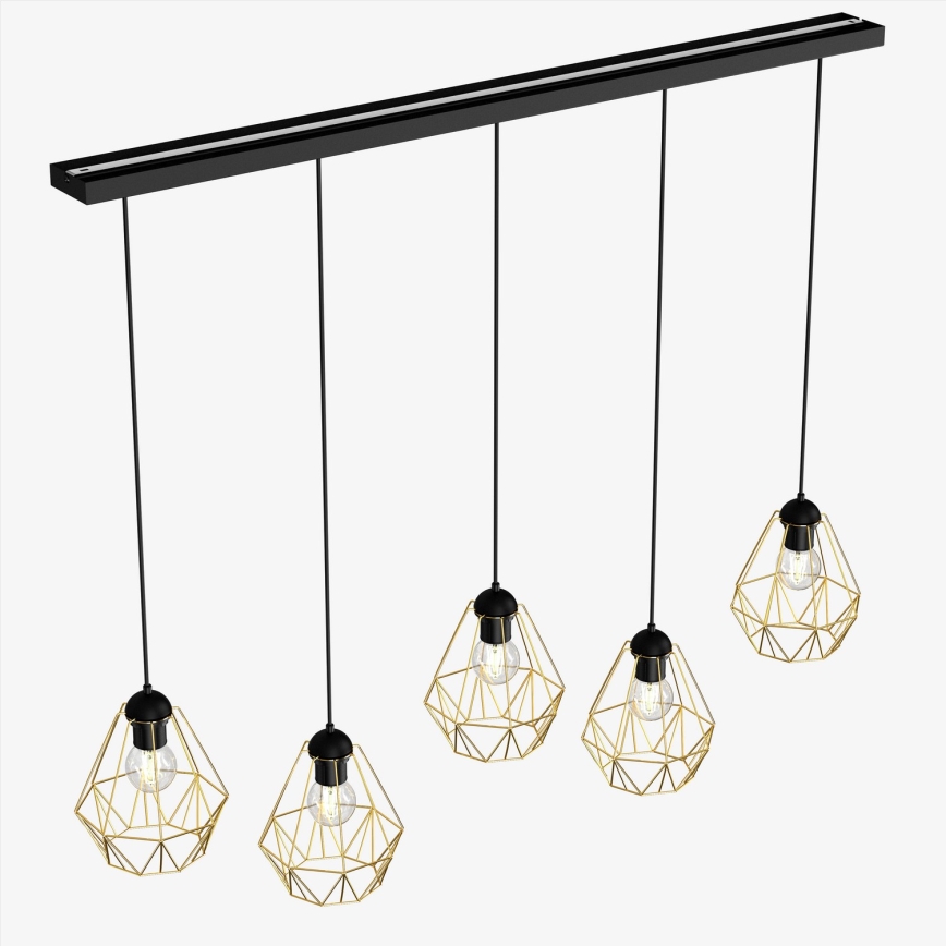 Luster na sajli BERGEN 5xE27/60W/230V crno/zlatna