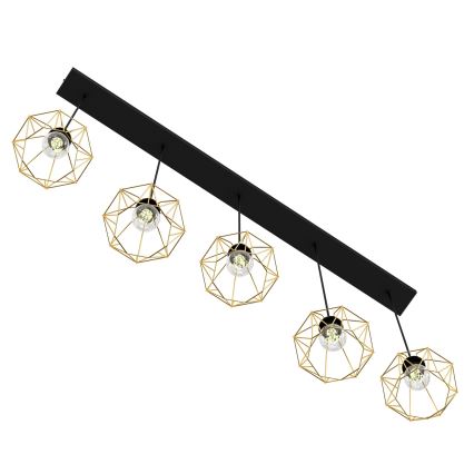 Luster na sajli BERGEN 5xE27/60W/230V crno/zlatna
