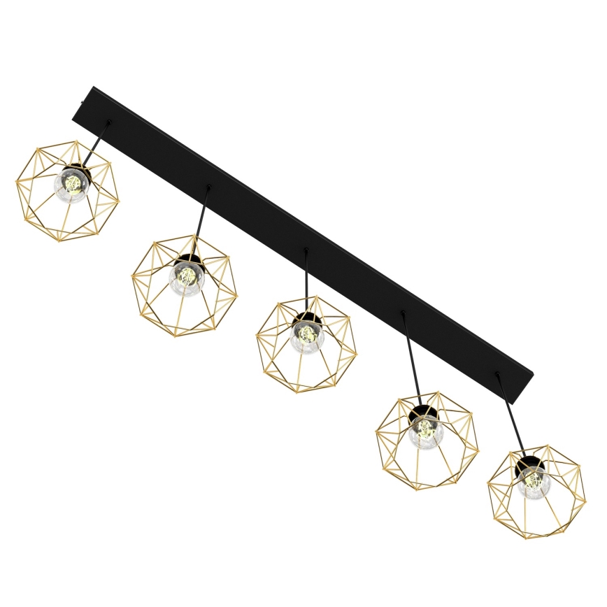 Luster na sajli BERGEN 5xE27/60W/230V crno/zlatna