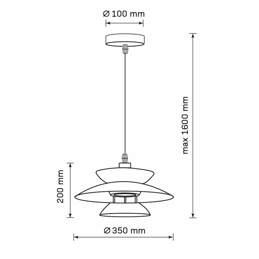 Luster na sajli BERIT 1xE27/20W/230V crno