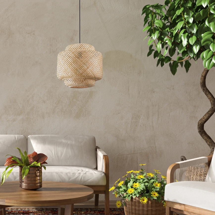 Luster na sajli BERTA 1xE27/20W/230V pr. 40 cm bambus