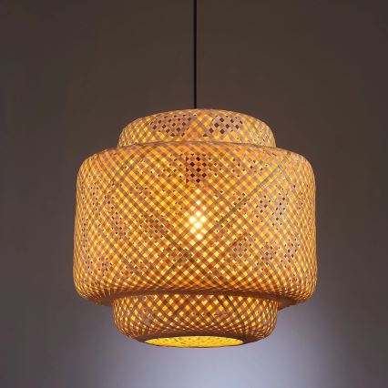 Luster na sajli BERTA 1xE27/20W/230V pr. 40 cm bambus