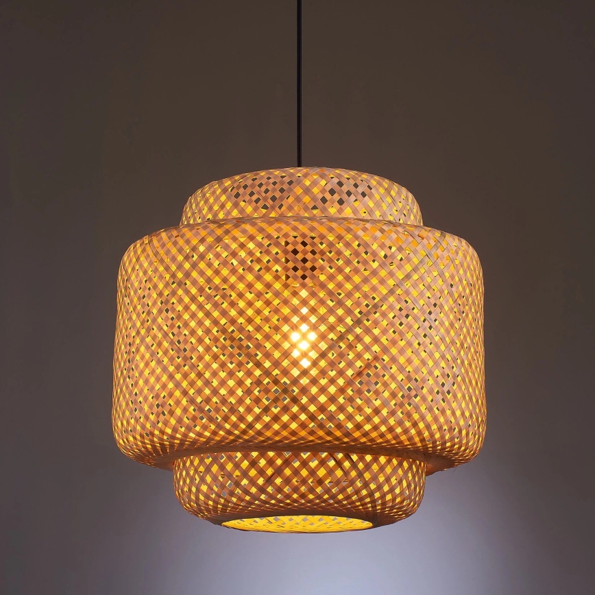 Luster na sajli BERTA 1xE27/20W/230V pr. 40 cm bambus