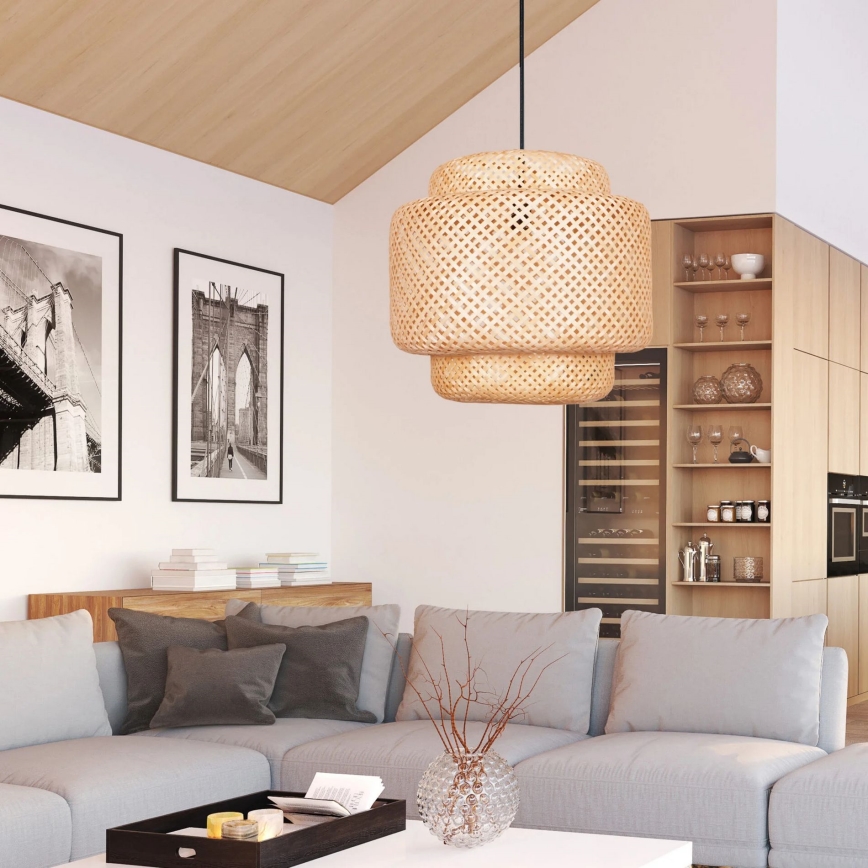 Luster na sajli BERTA 1xE27/20W/230V pr. 50 cm bambus