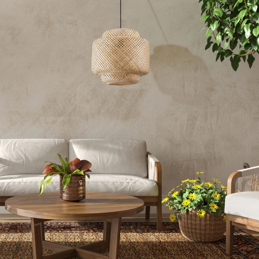 Luster na sajli BERTA 1xE27/20W/230V pr. 50 cm bambus