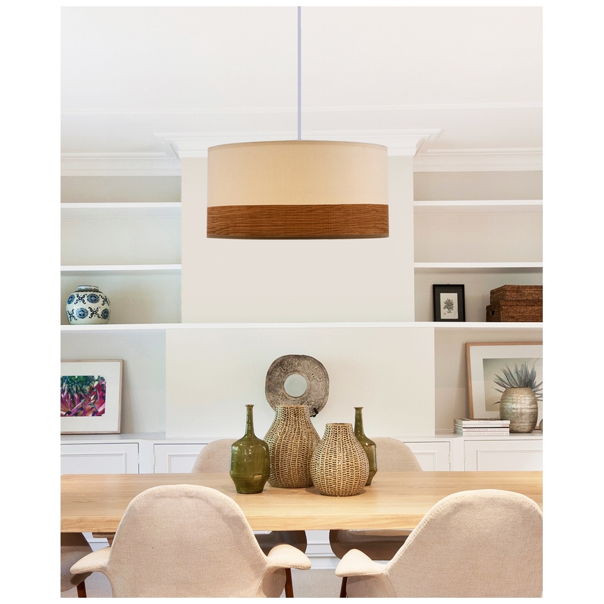 Luster na sajli BIANCO 1xE27/40W/230V bela/braon