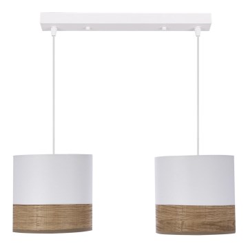 Luster na sajli BIANCO 2xE27/40W/230V bela/braon