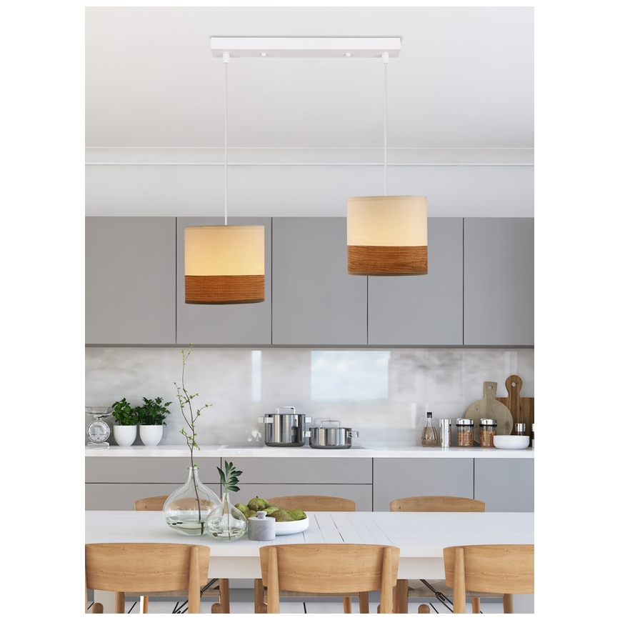 Luster na sajli BIANCO 2xE27/40W/230V bela/braon