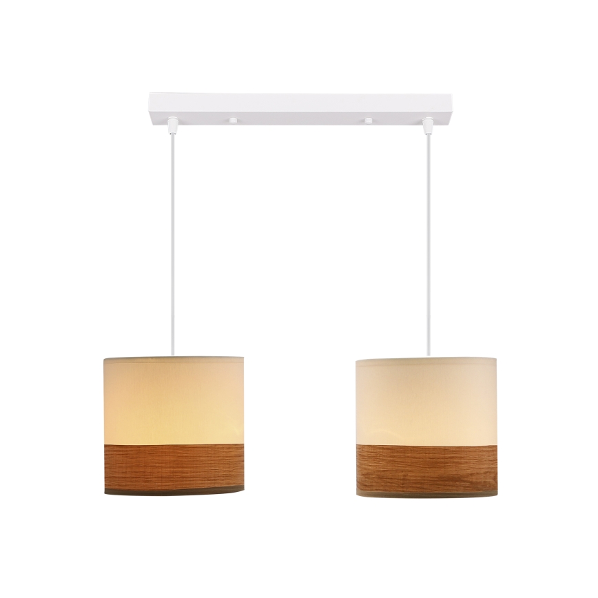 Luster na sajli BIANCO 2xE27/40W/230V bela/braon