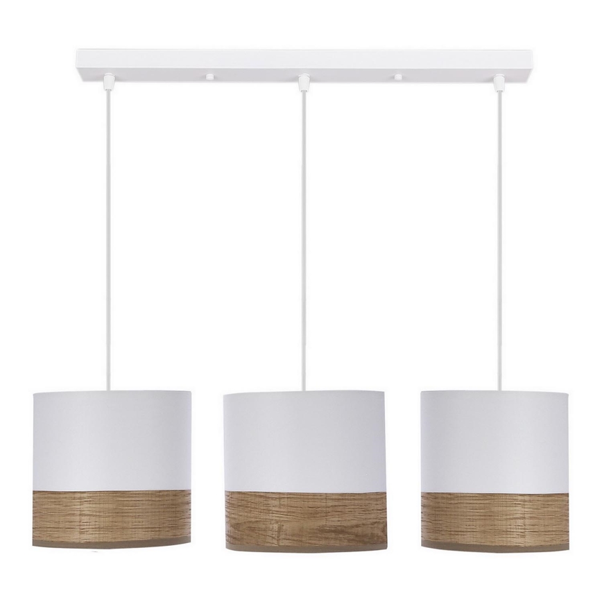 Luster na sajli BIANCO 3xE27/40W/230V bela/braon