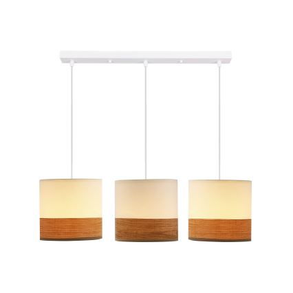 Luster na sajli BIANCO 3xE27/40W/230V bela/braon