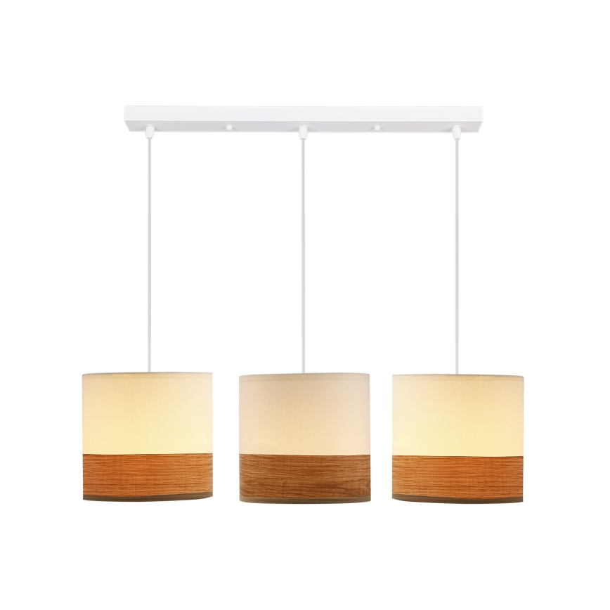 Luster na sajli BIANCO 3xE27/40W/230V bela/braon