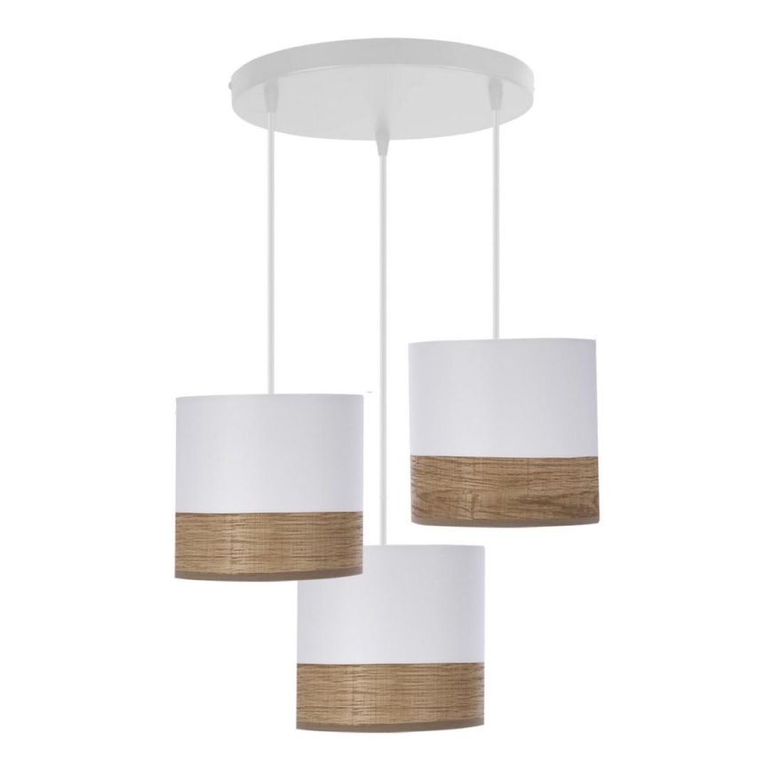 Luster na sajli BIANCO 3xE27/40W/230V bela/braon