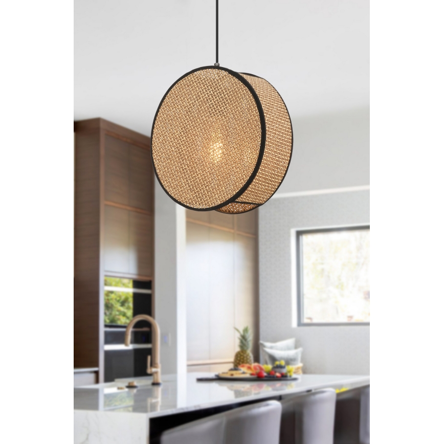 Luster na sajli BIG DRUM 1xE27/60W/230V braon/crna