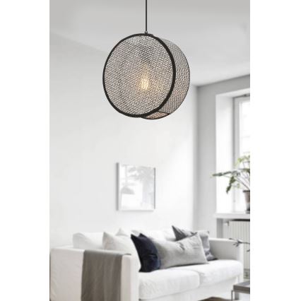 Luster na sajli BIG DRUM 1xE27/60W/230V siva/crna