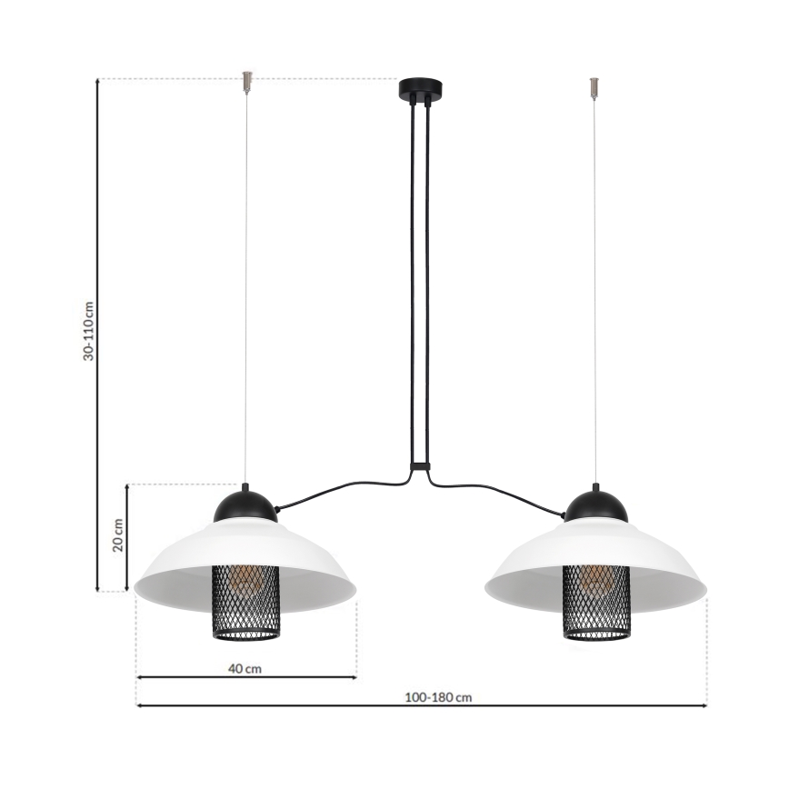 Luster na sajli BJORN 2xE27/60W/230V