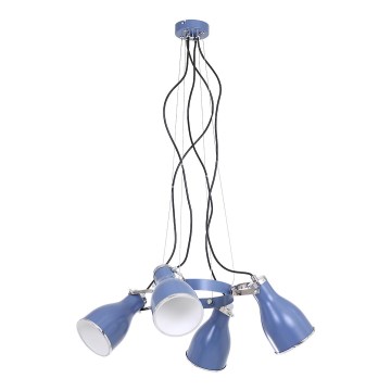 Luster na sajli BJORN plavo 4xE27/60W/230V