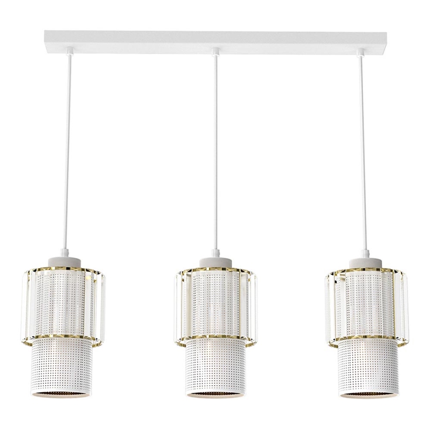 Luster na sajli BLANCO 3xE27/60W/230V bela