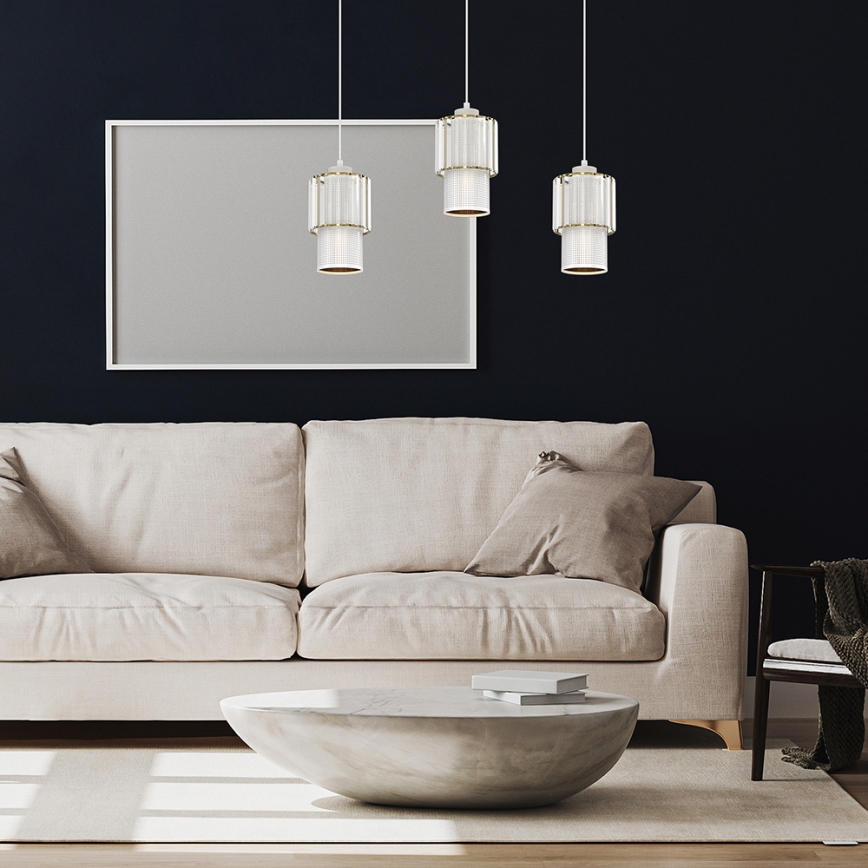 Luster na sajli BLANCO 3xE27/60W/230V bela