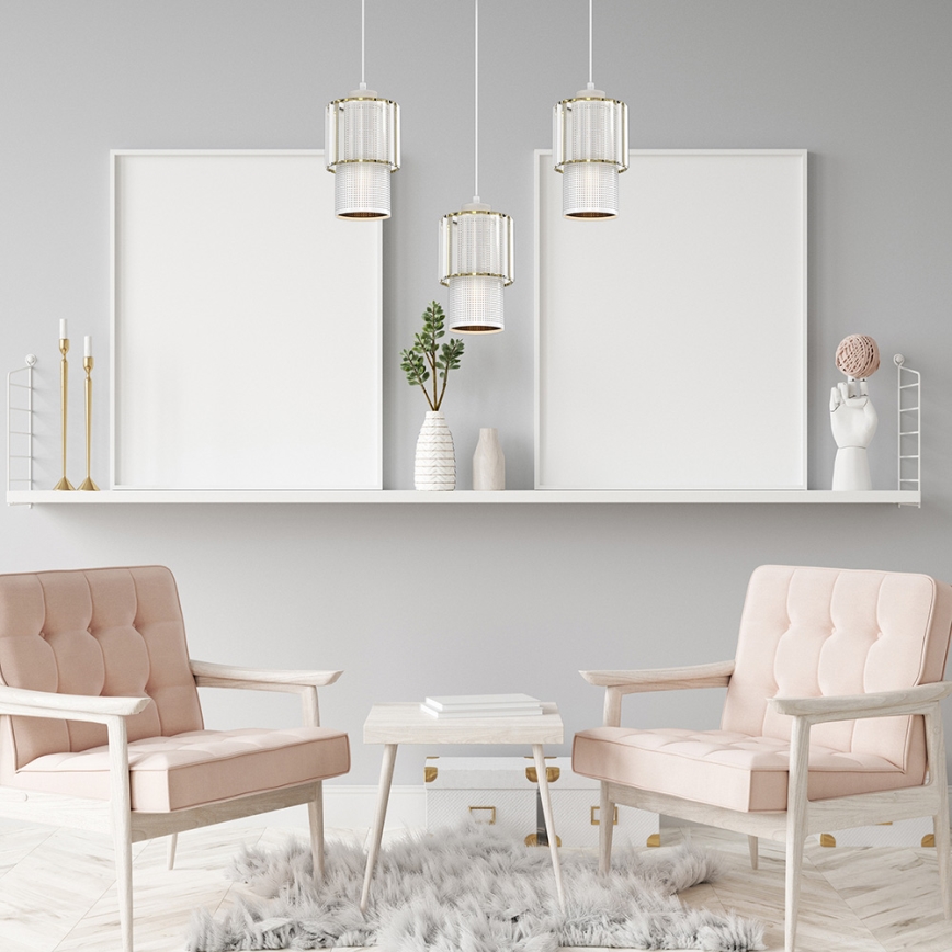 Luster na sajli BLANCO 3xE27/60W/230V bela