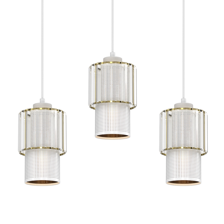 Luster na sajli BLANCO 3xE27/60W/230V bela