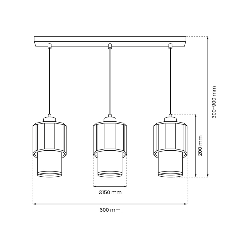Luster na sajli BLANCO 3xE27/60W/230V bela