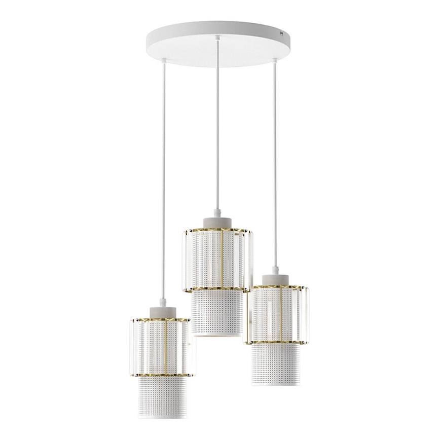 Luster na sajli BLANCO 3xE27/60W/230V bela
