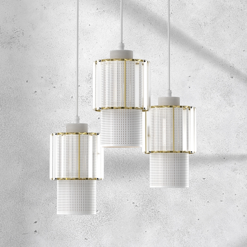 Luster na sajli BLANCO 3xE27/60W/230V bela