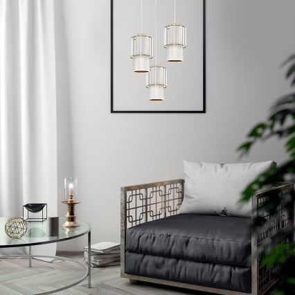 Luster na sajli BLANCO 3xE27/60W/230V bela