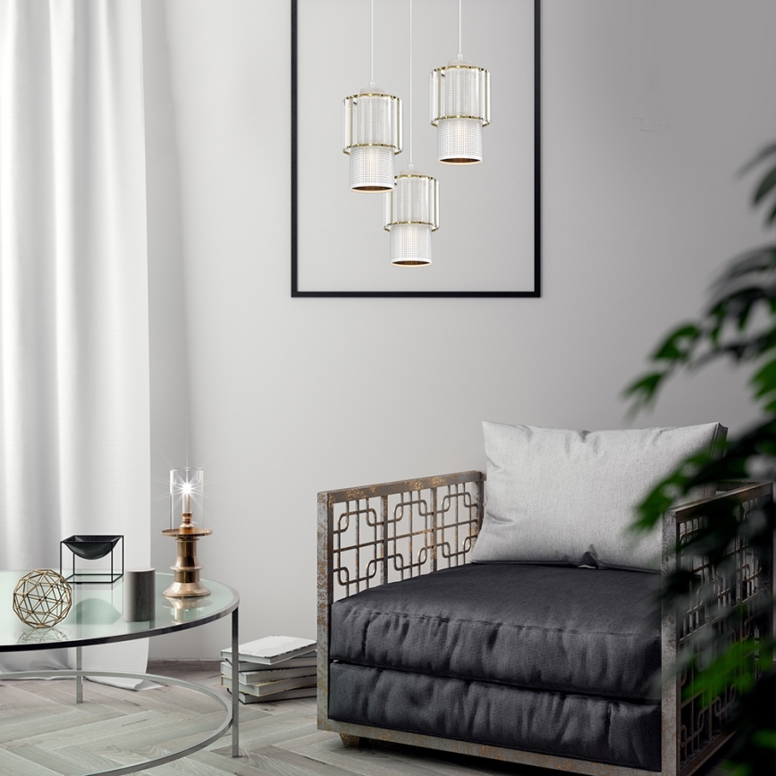 Luster na sajli BLANCO 3xE27/60W/230V bela