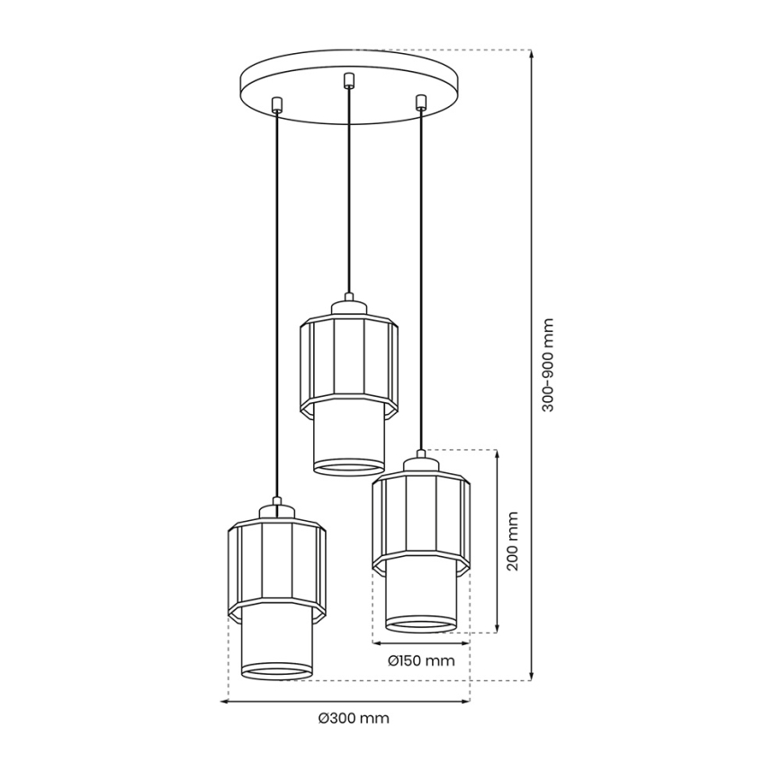 Luster na sajli BLANCO 3xE27/60W/230V bela