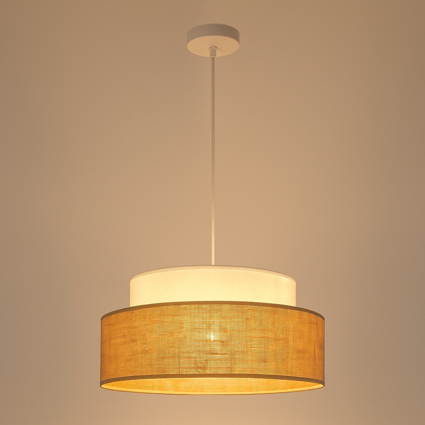 Luster na sajli BOHO 1xE27/60W/230V bela/bež