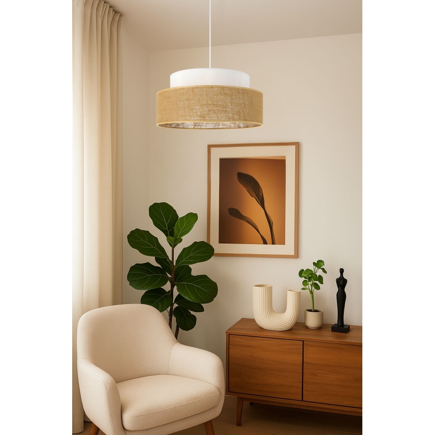 Luster na sajli BOHO 1xE27/60W/230V bela/bež