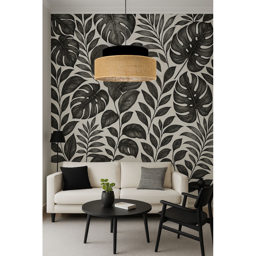 Luster na sajli BOHO 1xE27/60W/230V crno/bež