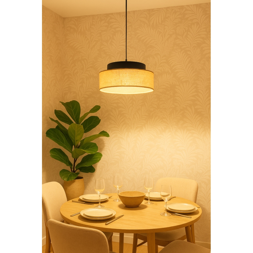 Luster na sajli BOHO 1xE27/60W/230V crno/bež