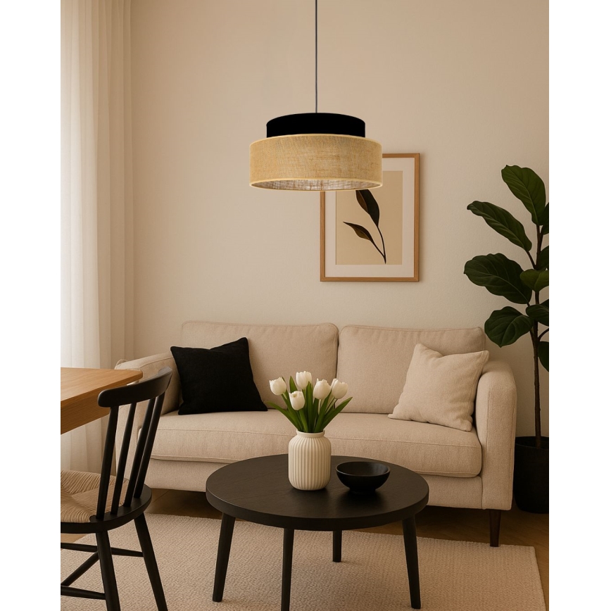 Luster na sajli BOHO 1xE27/60W/230V crno/bež