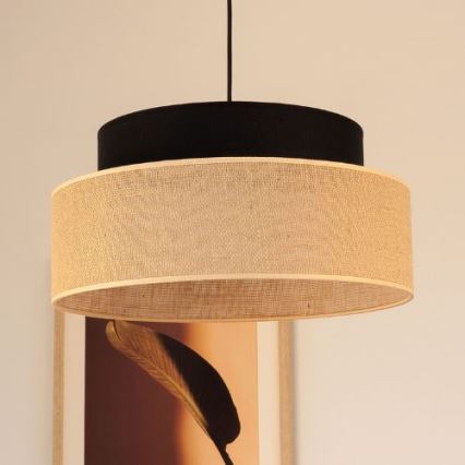 Luster na sajli BOHO 1xE27/60W/230V crno/bež