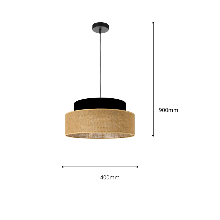 Luster na sajli BOHO 1xE27/60W/230V crno/bež