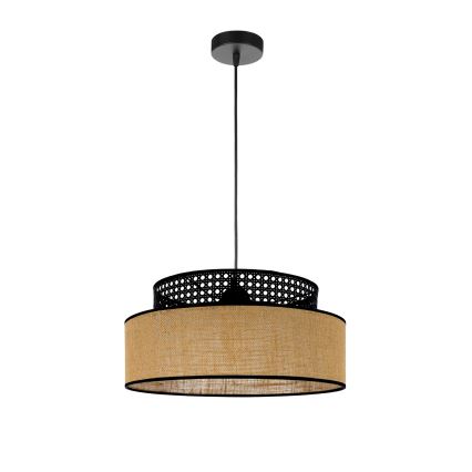 Luster na sajli BOHO 1xE27/60W/230V crno/ratan