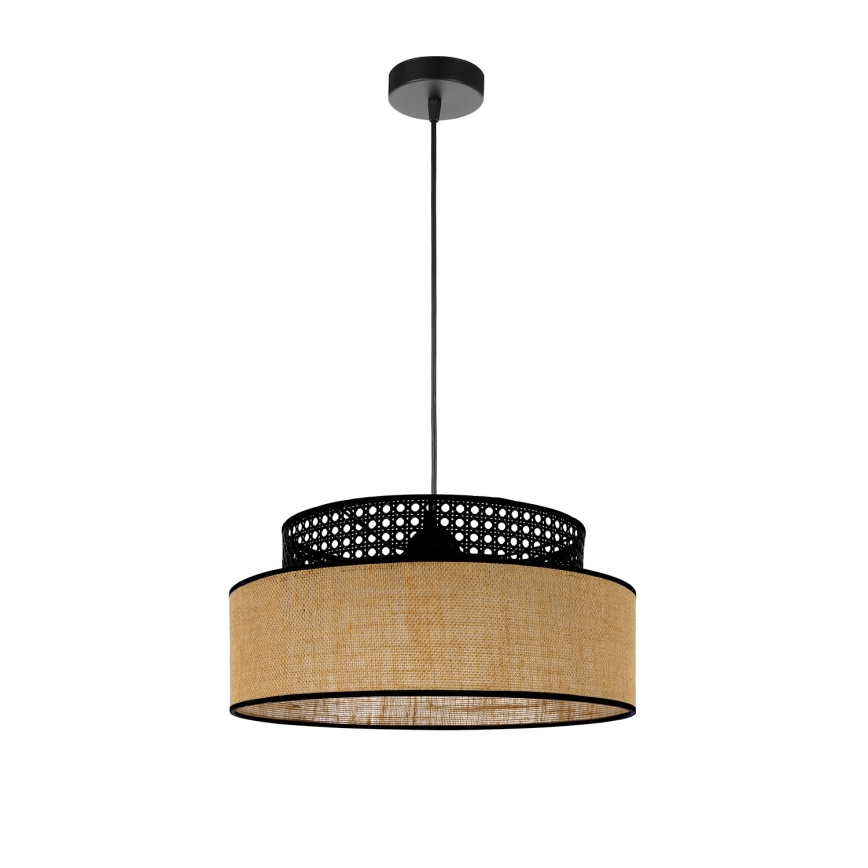 Luster na sajli BOHO 1xE27/60W/230V crno/ratan